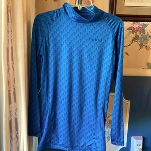 Tesla long sleeve blue teal athletic stretch shirt size M medium